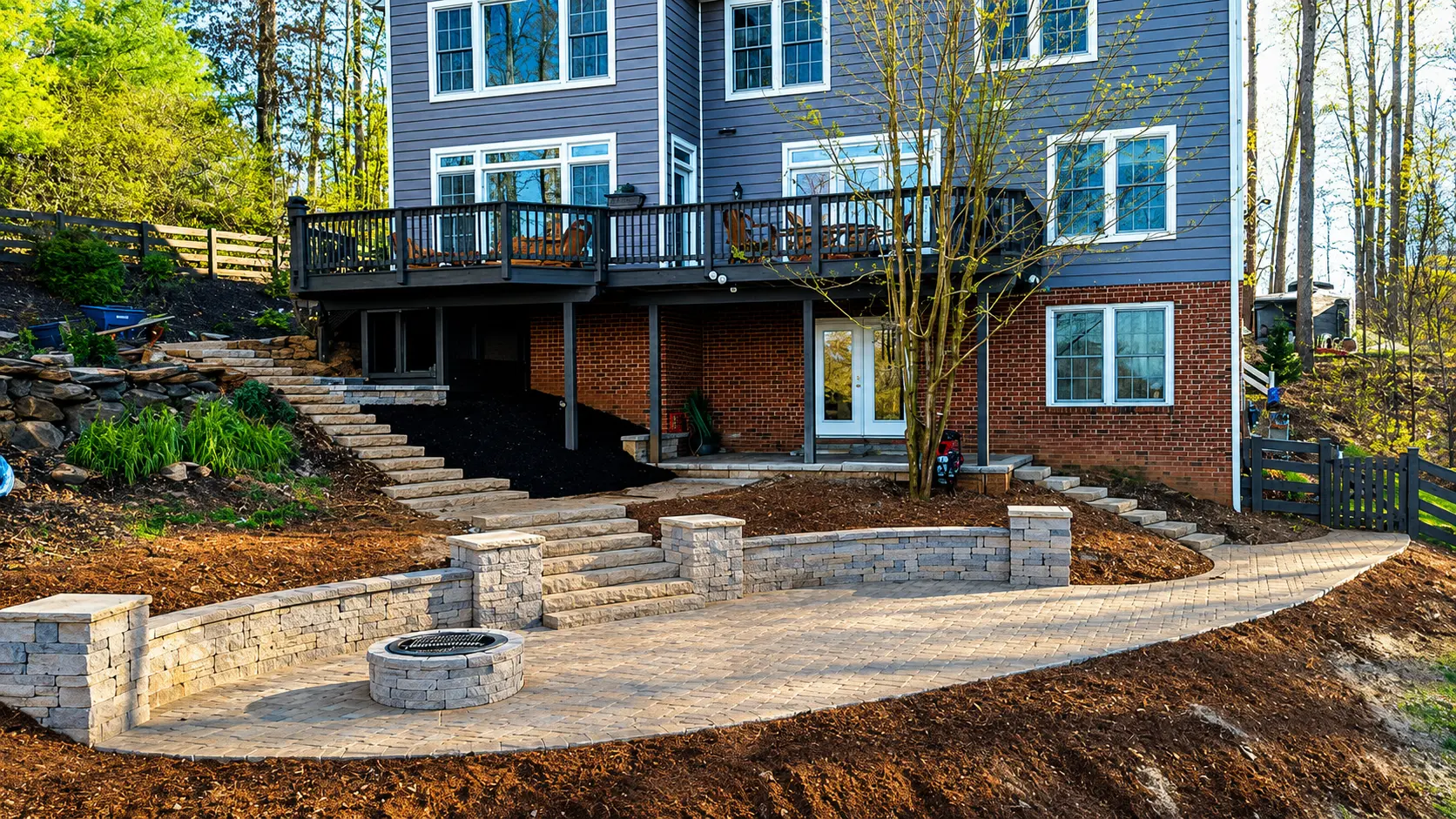 Paver Patio & Fire Pit — Hardscaping by Robertson Landscapes in Central Virginia